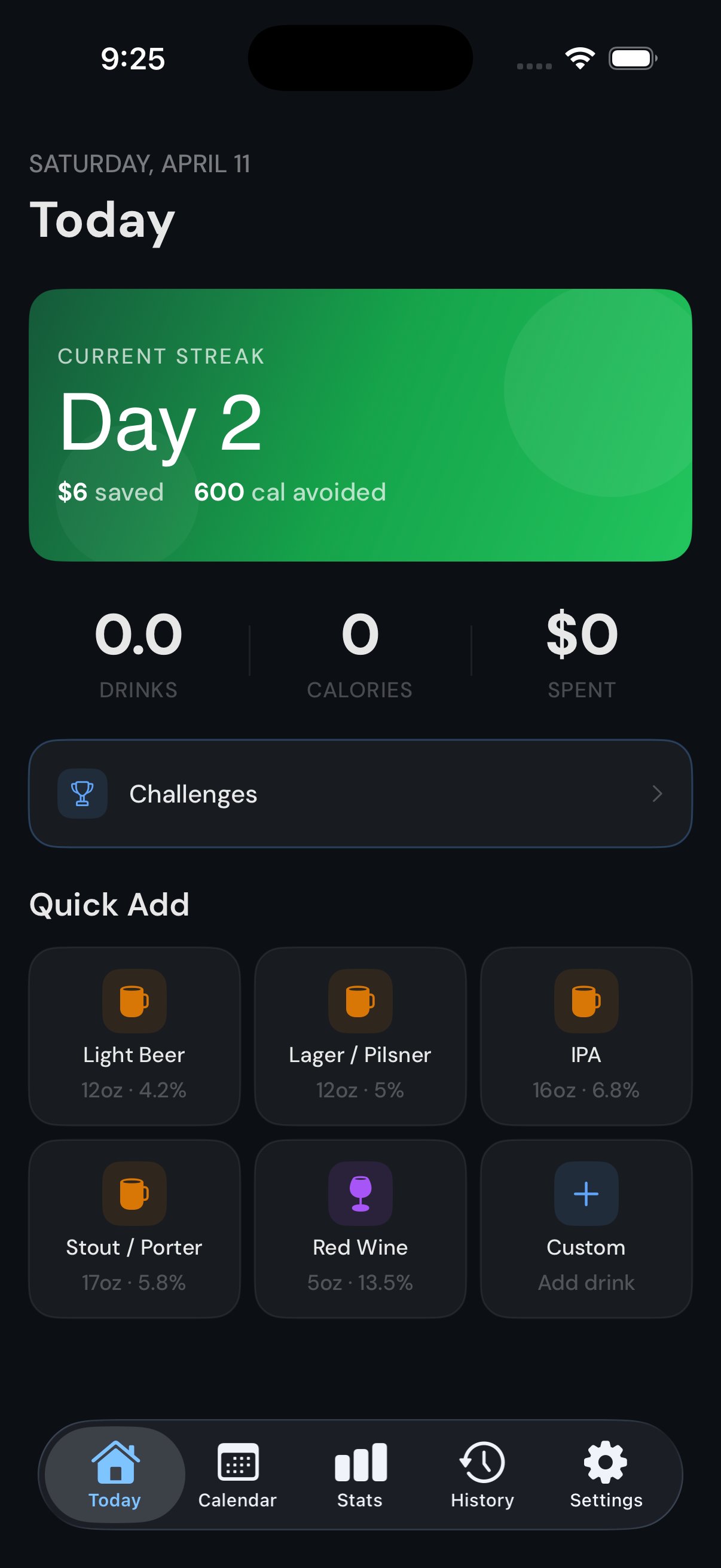 Today screen dark mode
